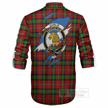 Fairlie Clan Crest In Me Tartan Ghillie Shirt Scotland Flag Style