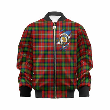 Fairlie Clan Crest In Me Tartan Kid Bomber Jacket Scotland Flag Style
