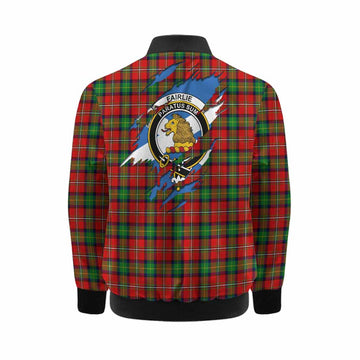 Fairlie Clan Crest In Me Tartan Kid Bomber Jacket Scotland Flag Style
