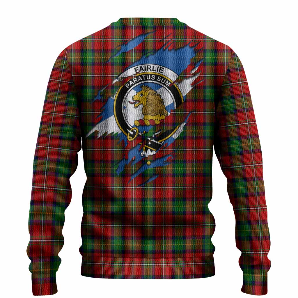 Fairlie Clan Crest In Me Tartan Knitted Sweater Scotland Flag Style