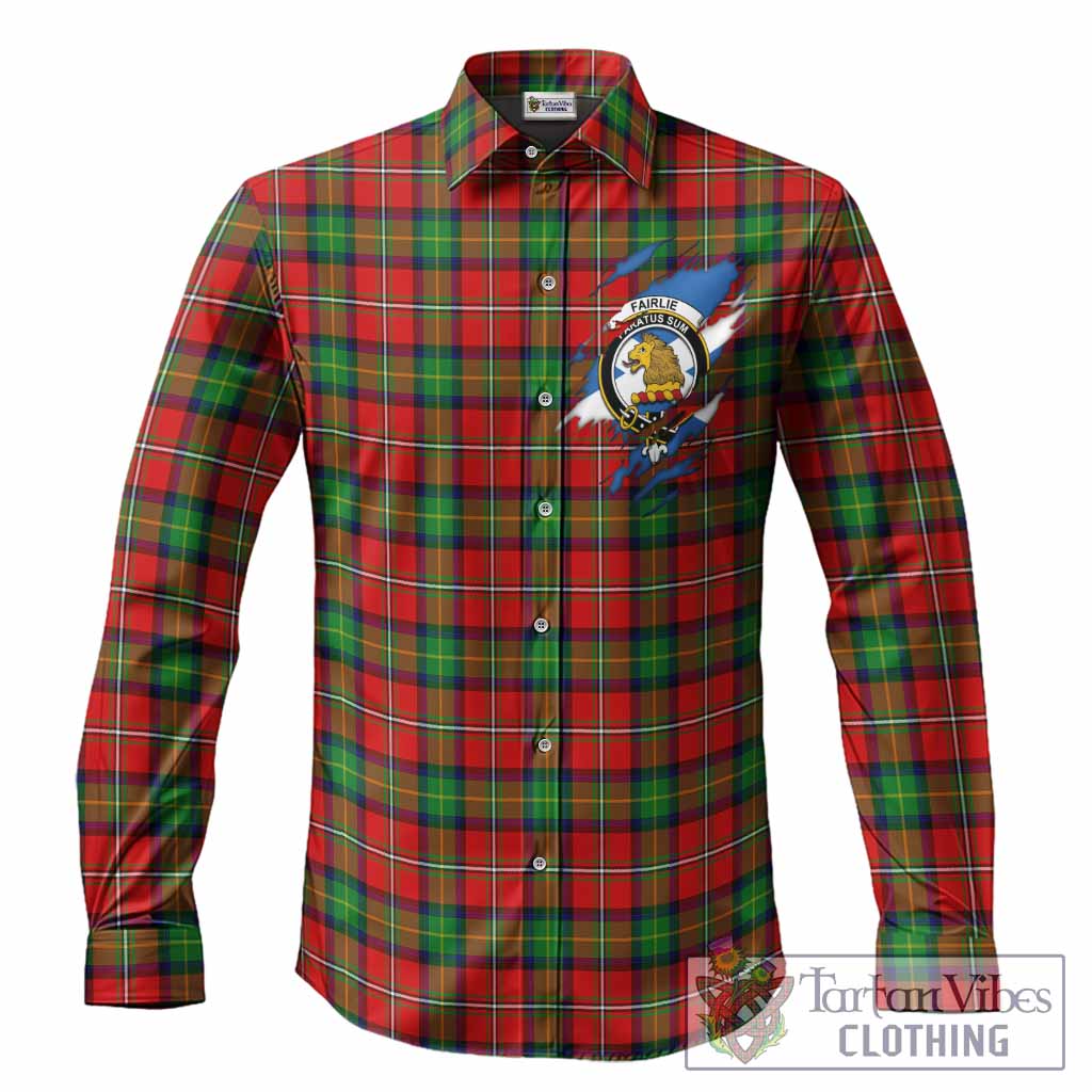 Fairlie Clan Crest In Me Tartan Long Sleeve Button Shirts Scotland Flag Style