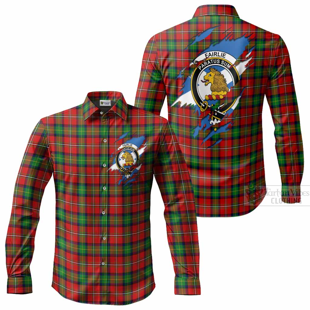 Fairlie Clan Crest In Me Tartan Long Sleeve Button Shirts Scotland Flag Style