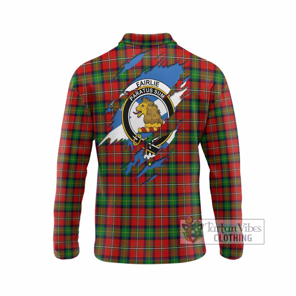 Fairlie Clan Crest In Me Tartan Long Sleeve Polo Shirt Scotland Flag Style