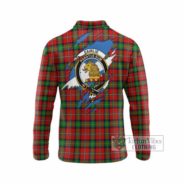 Fairlie Clan Crest In Me Tartan Long Sleeve Polo Shirt Scotland Flag Style