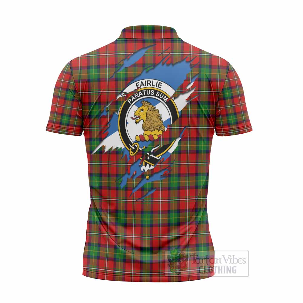 Fairlie Clan Crest In Me Tartan Zipper Polo Shirt Scotland Flag Style