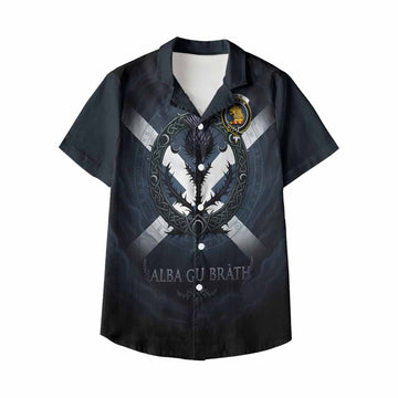 Fairlie Clan Crest Kid Hawaiian Shirt with Celtic Knot Thistle and Saltire