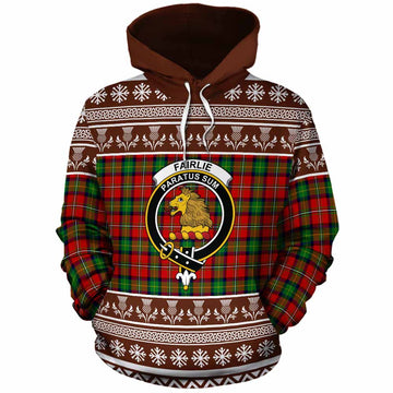 Fairlie Clan Tartan Christmas Cotton Hoodie with Family Crest