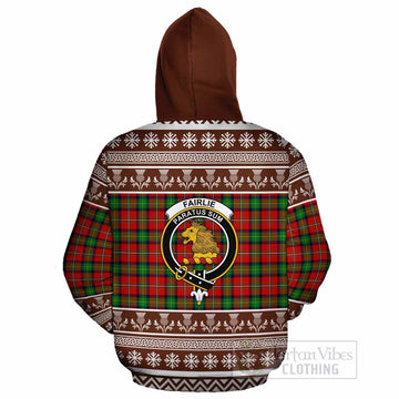 Fairlie Clan Tartan Christmas Cotton Hoodie with Family Crest