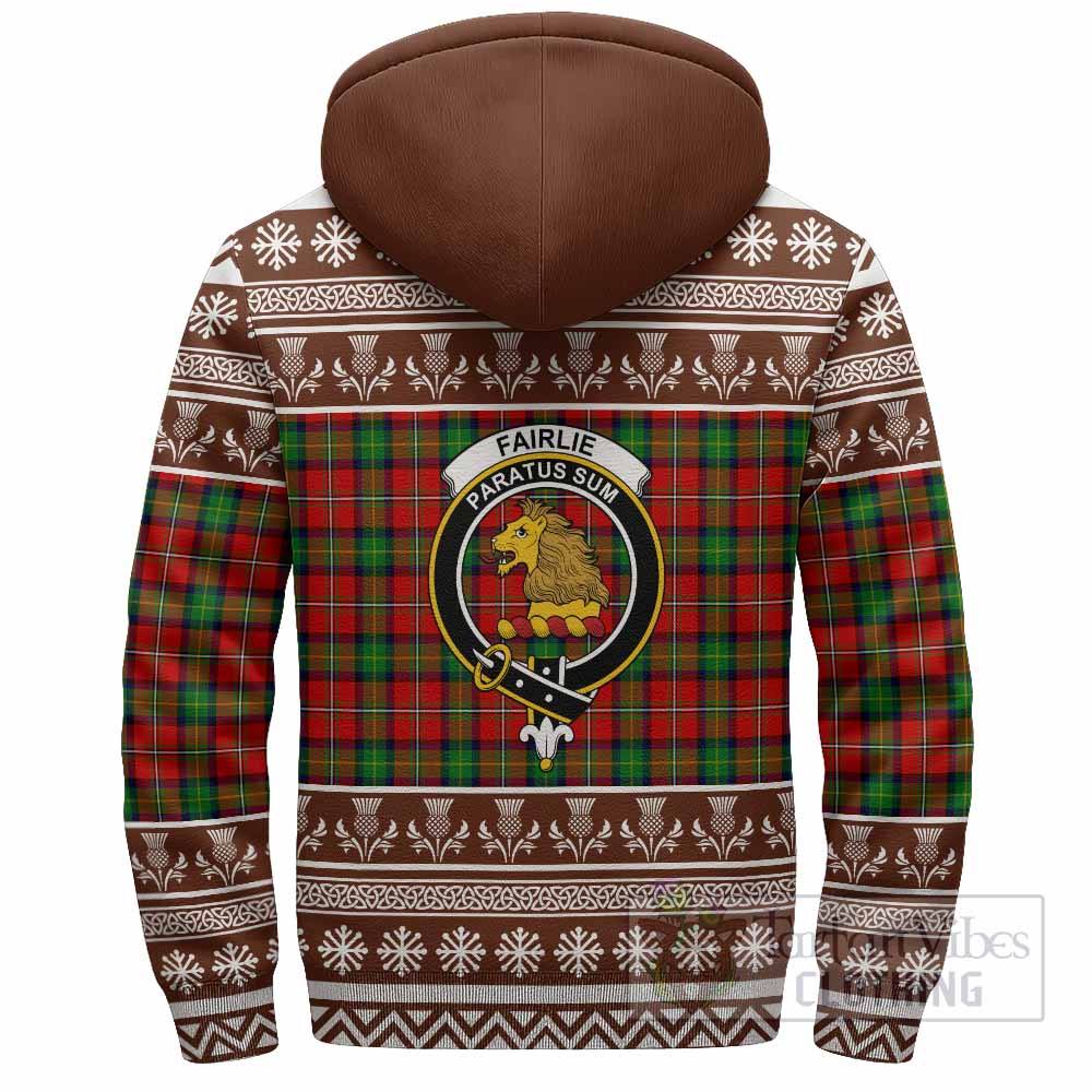 Fairlie Clan Tartan Christmas Fleece Hoodie with Family Crest - Tartan Vibes Clothing