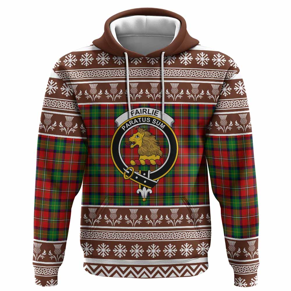 Fairlie Clan Tartan Christmas Hoodie with Family Crest - Tartan Vibes Clothing