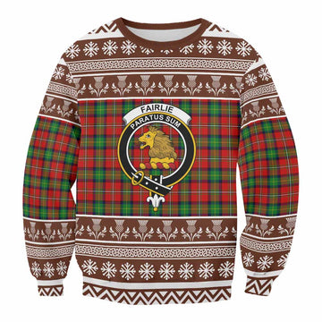 Fairlie Clan Tartan Christmas Sweatshirt with Family Crest