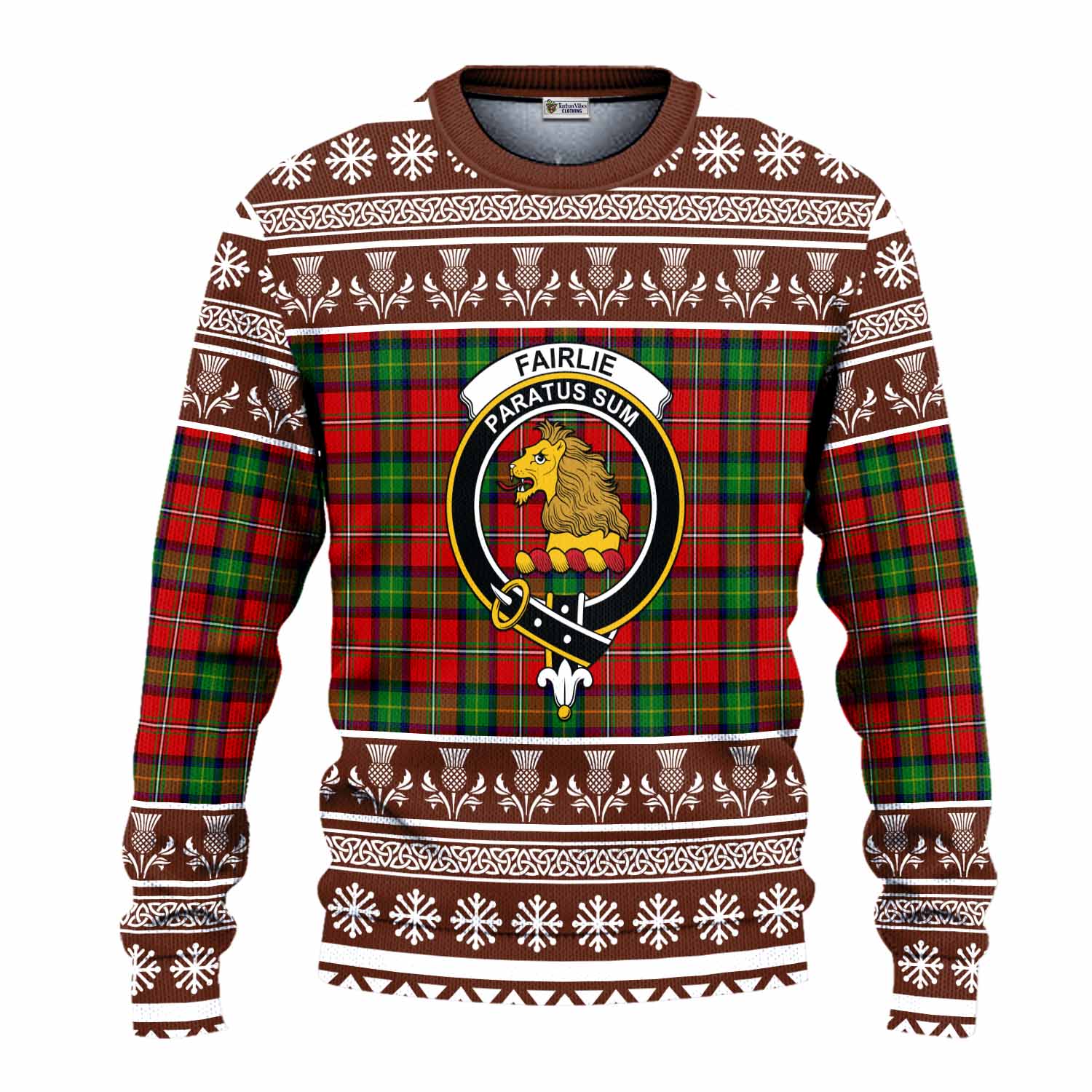 Fairlie Clan Tartan Christmas Ugly Sweater with Family Crest - Tartan Vibes Clothing