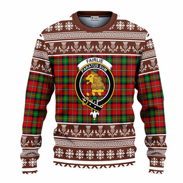 Fairlie Clan Tartan Christmas Ugly Sweater with Family Crest