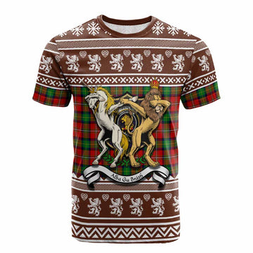 Fairlie Clan Tartan Crest Christmas Cotton T-shirt Coat of Arms Funny Style
