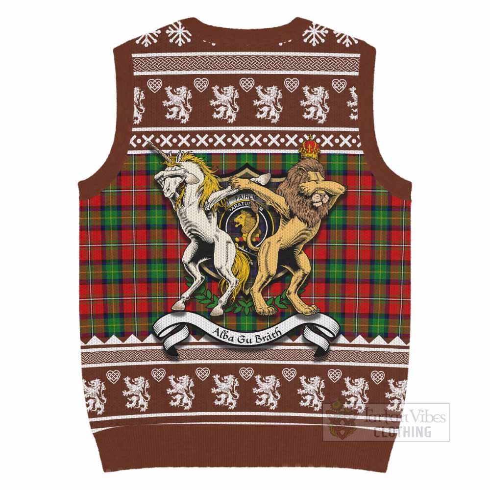 Fairlie Clan Tartan Crest Christmas Knitted V-Neck Vest Coat of Arms Funny Style - Tartan Vibes Clothing