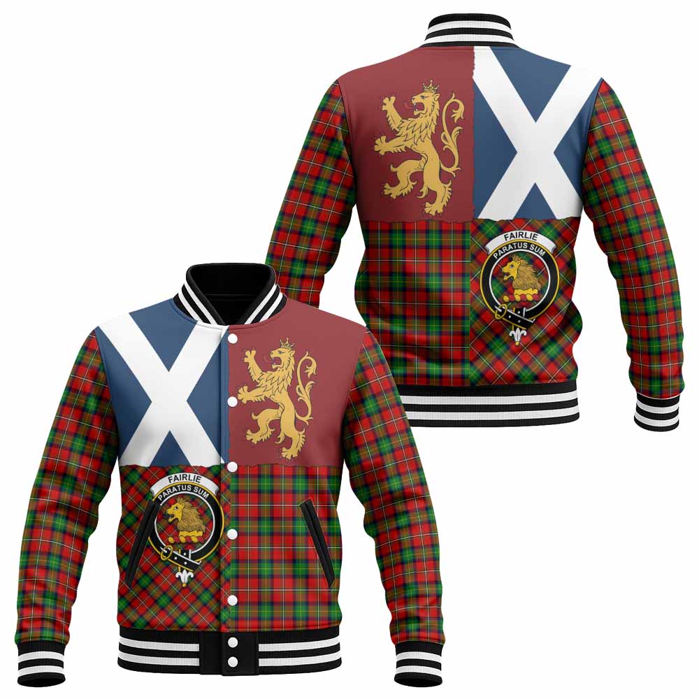 Fairlie Crest Tartan Baseball Jacket with Lion Rampant Saltire Style