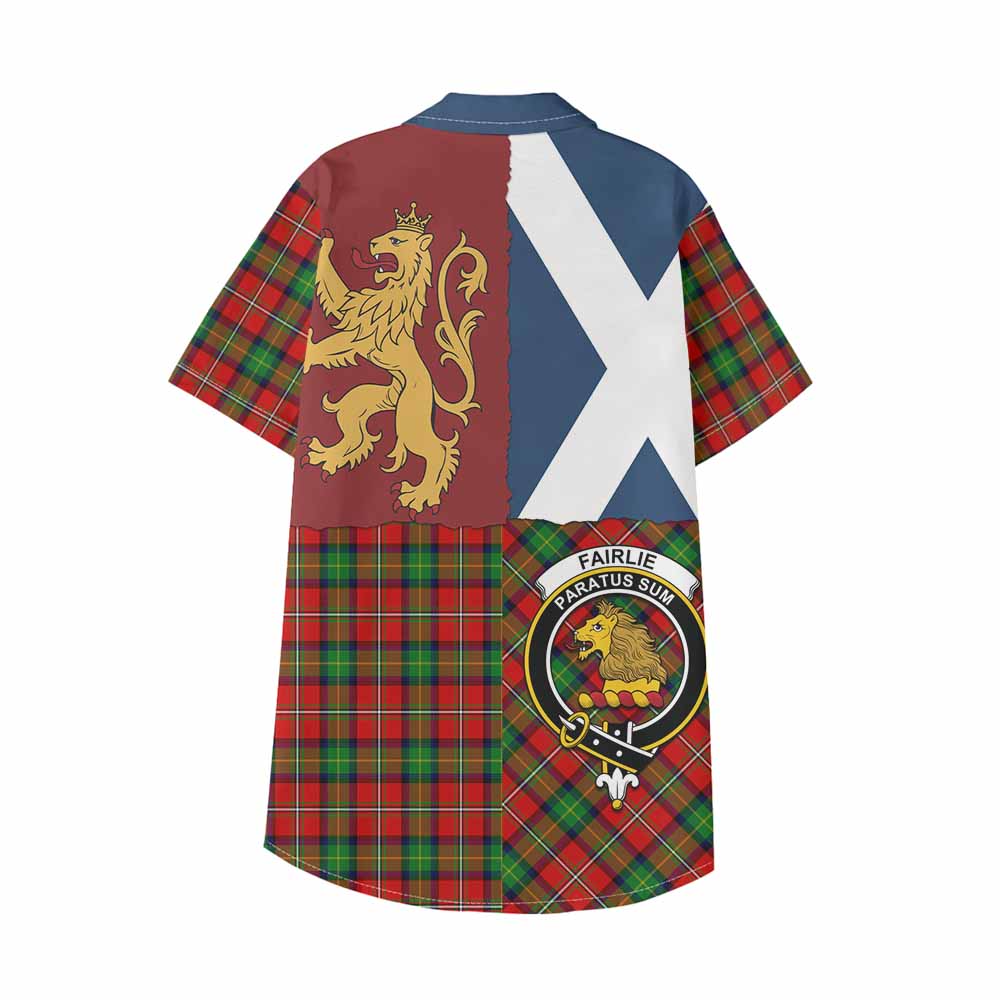 Fairlie Crest Tartan Kid Hawaiian Shirt with Lion Rampant Saltire Style - Tartan Vibes Clothing