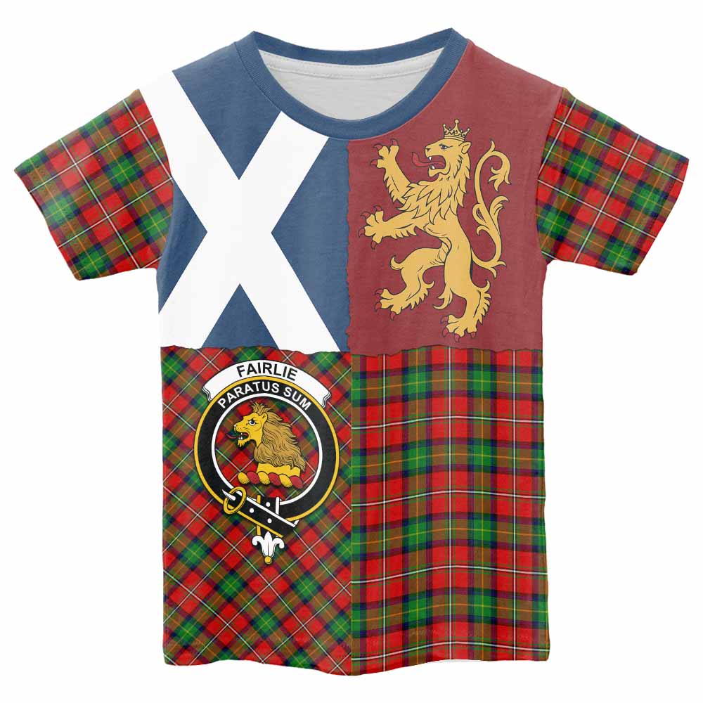 Fairlie Crest Tartan Kid T-shirt with Lion Rampant Saltire Style - Tartan Vibes Clothing