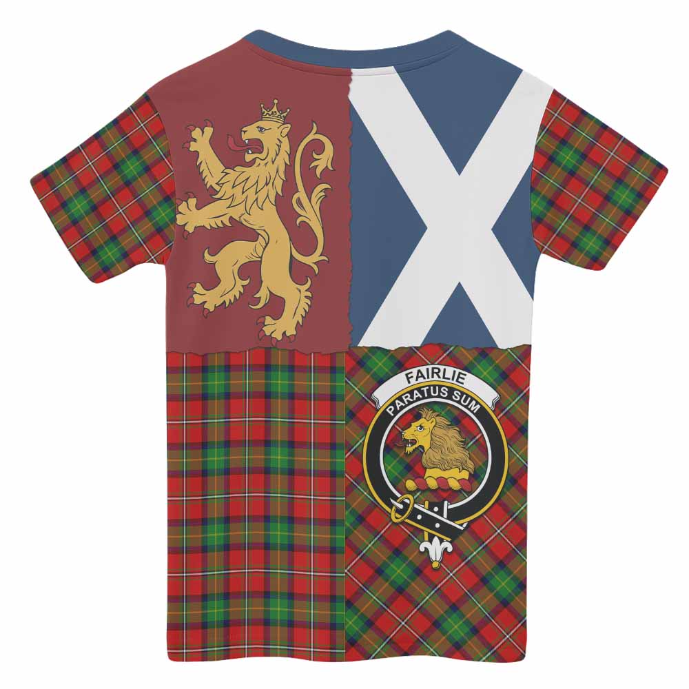 Fairlie Crest Tartan Kid T-shirt with Lion Rampant Saltire Style - Tartan Vibes Clothing