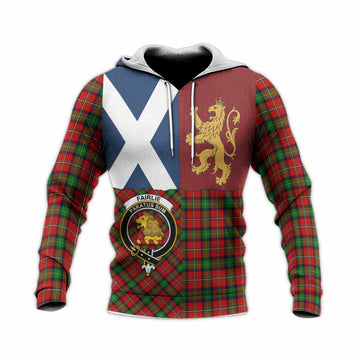 Fairlie Crest Tartan Knitted Hoodie with Lion Rampant Saltire Style