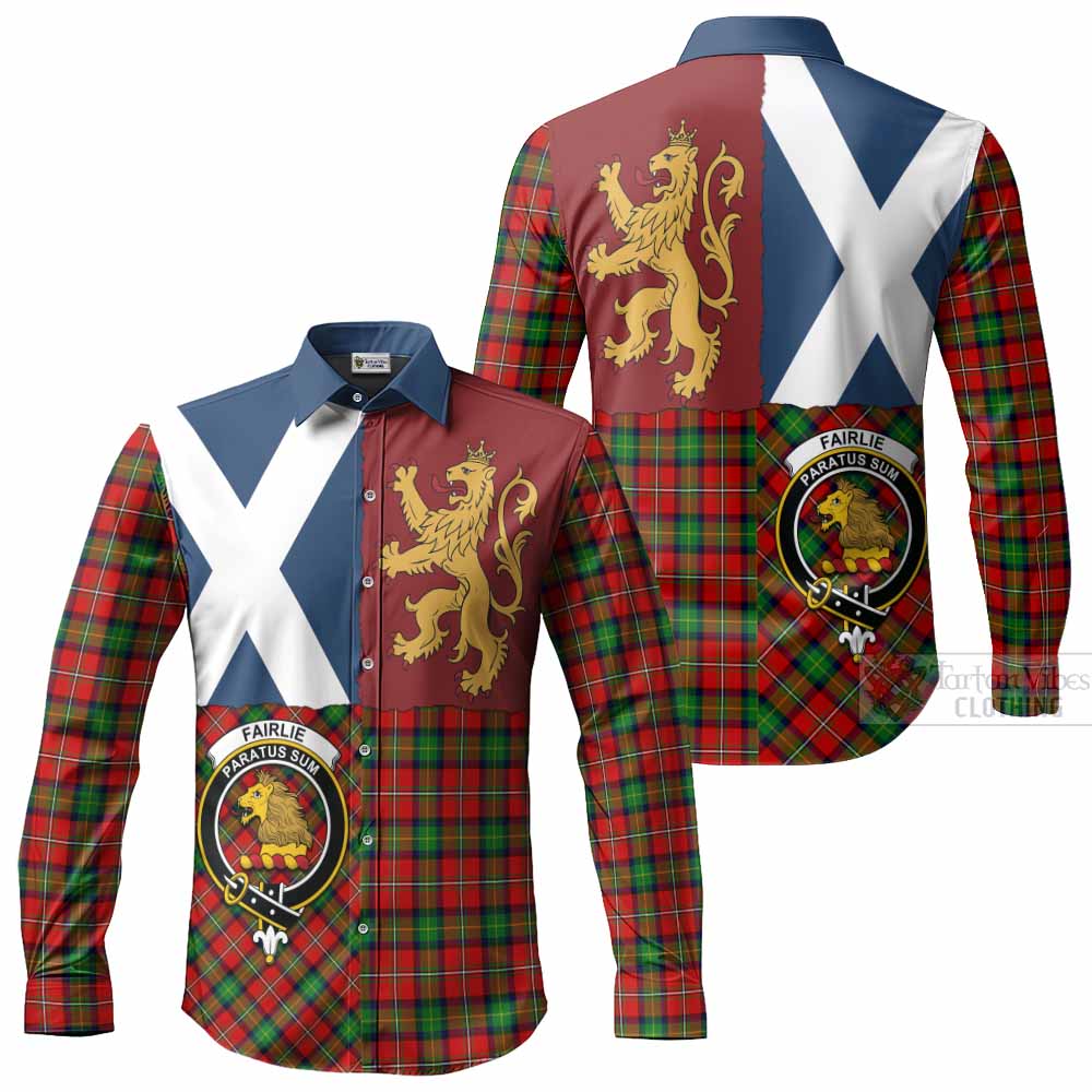 Fairlie Crest Tartan Long Sleeve Button Shirts with Lion Rampant Saltire Style