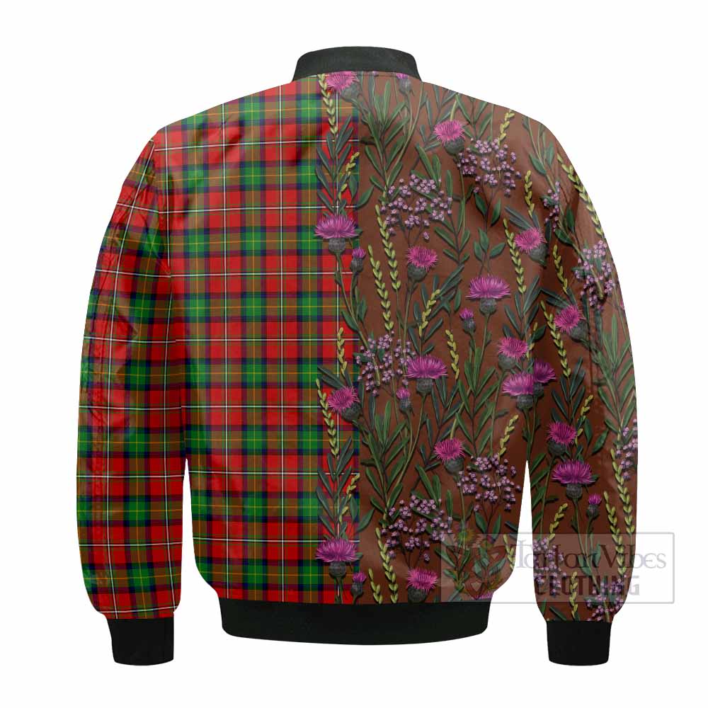 Fairlie Family Crest Tartan Bomber Jacket Scottish Thistle Flower Pattern Half Style - Tartan Vibes Clothing