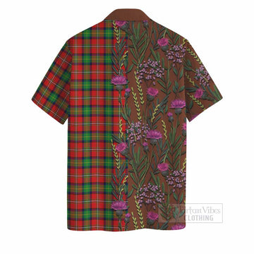Fairlie Family Crest Tartan Hawaiian Shirt Scottish Thistle Flower Pattern Half Style