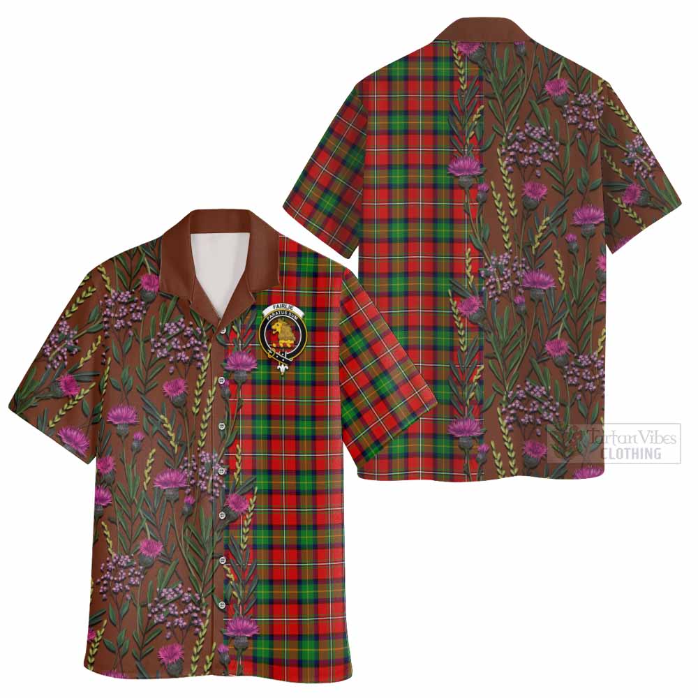 Fairlie Family Crest Tartan Hawaiian Shirt Scottish Thistle Flower Pattern Half Style - Tartan Vibes Clothing