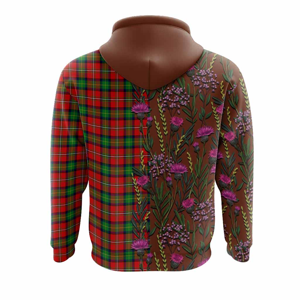 Fairlie Family Crest Tartan Hoodie Scottish Thistle Flower Pattern Half Style - Tartan Vibes Clothing