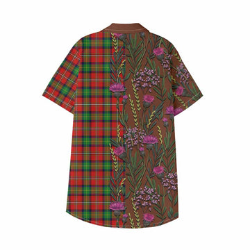Fairlie Family Crest Tartan Kid Hawaiian Shirt Scottish Thistle Flower Pattern Half Style - Tartan Vibes Clothing