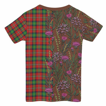 Fairlie Family Crest Tartan Kid T-shirt Scottish Thistle Flower Pattern Half Style - Tartan Vibes Clothing