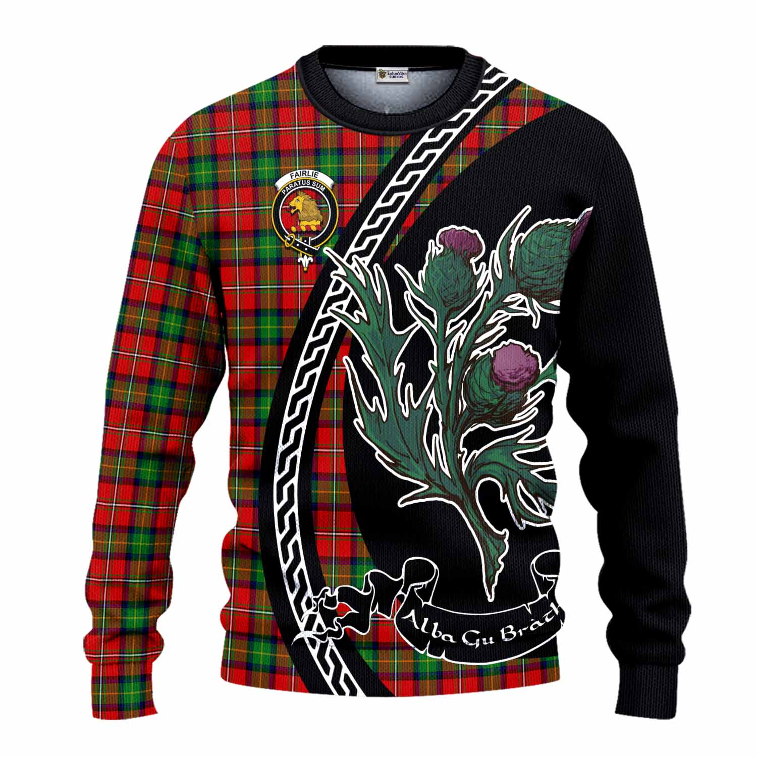 Fairlie Family Crest Tartan Knitted Sweater Alba Thistle Inspired - Tartan Vibes Clothing