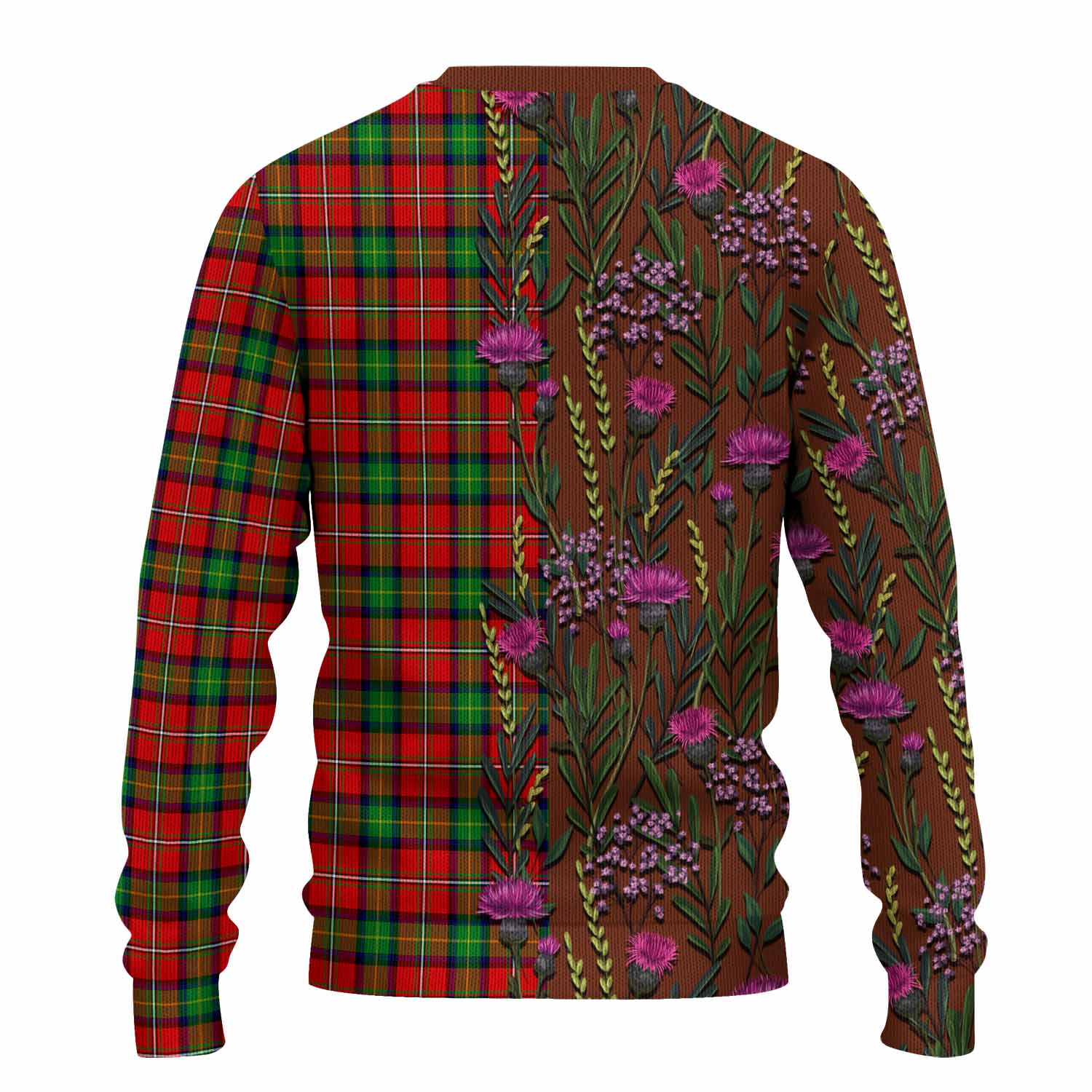 Fairlie Family Crest Tartan Knitted Sweater Scottish Thistle Flower Pattern Half Style - Tartan Vibes Clothing
