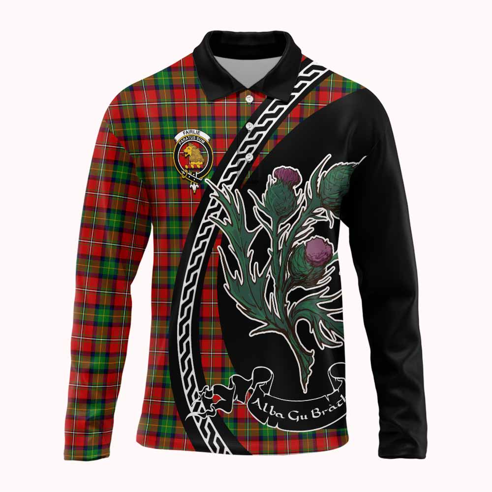 Fairlie Family Crest Tartan Long Sleeve Polo Shirt Alba Thistle Inspired - Tartan Vibes Clothing