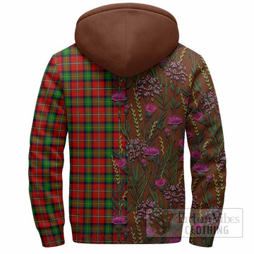 Fairlie Family Crest Tartan Sherpa Hoodie Scottish Thistle Flower Pattern Half Style