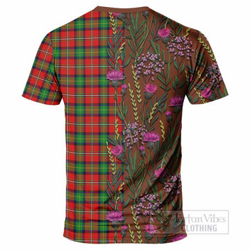 Fairlie Family Crest Tartan T-Shirt Scottish Thistle Flower Pattern Half Style - Tartan Vibes Clothing