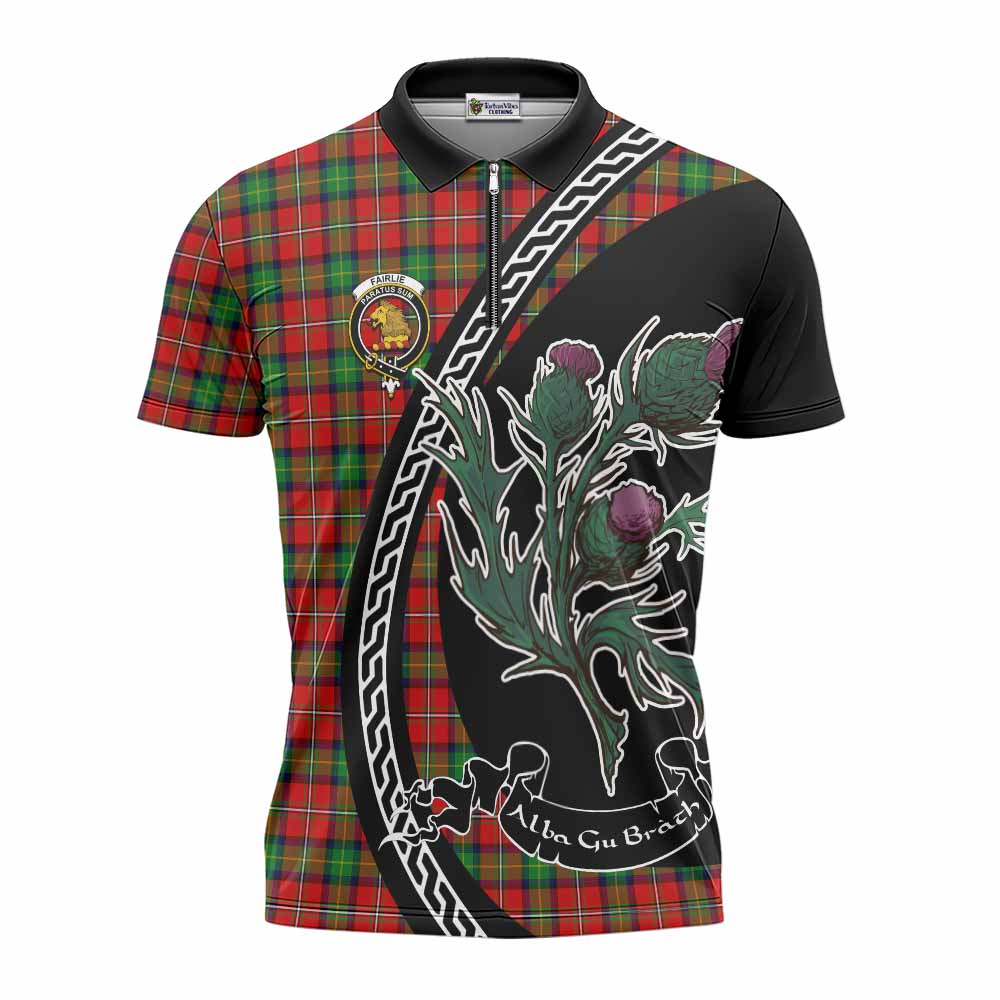 Fairlie Family Crest Tartan Zipper Polo Shirt Alba Thistle Inspired - Tartan Vibes Clothing