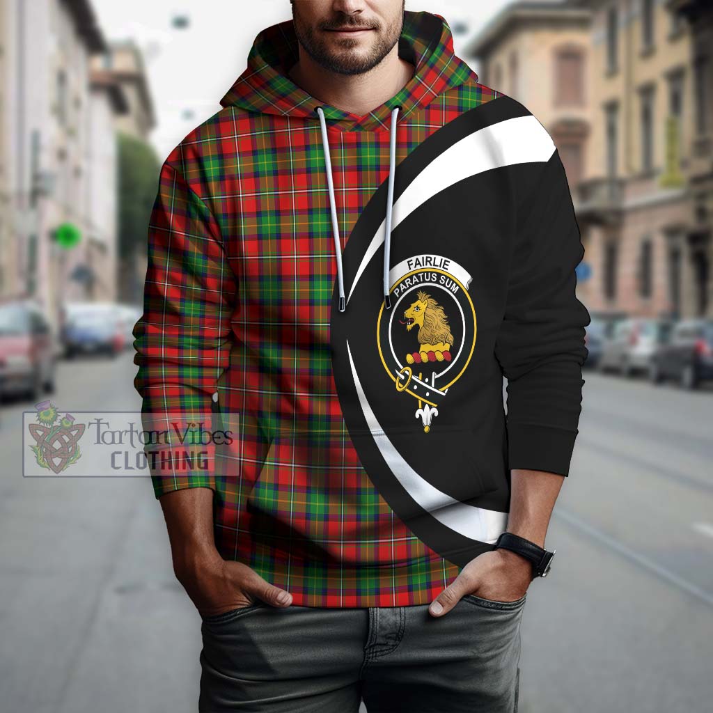 Tartan Vibes Clothing Fairlie Modern Tartan Hoodie with Family Crest Circle Style