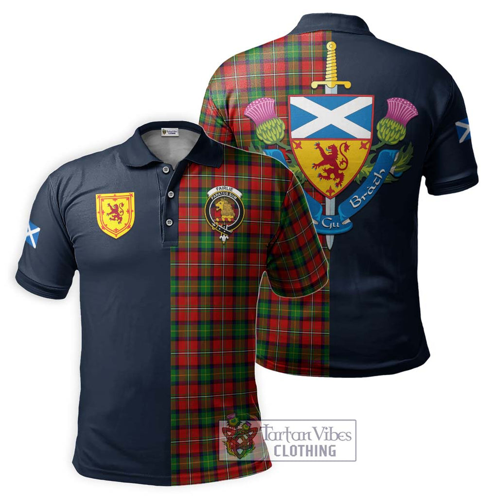 Tartan Vibes Clothing Fairlie Modern Tartan Polo Shirt with Scottish Lion Royal Arm Half Style