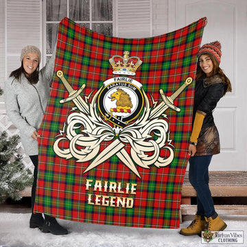 Fairlie Tartan Blanket with Clan Crest and the Golden Sword of Courageous Legacy