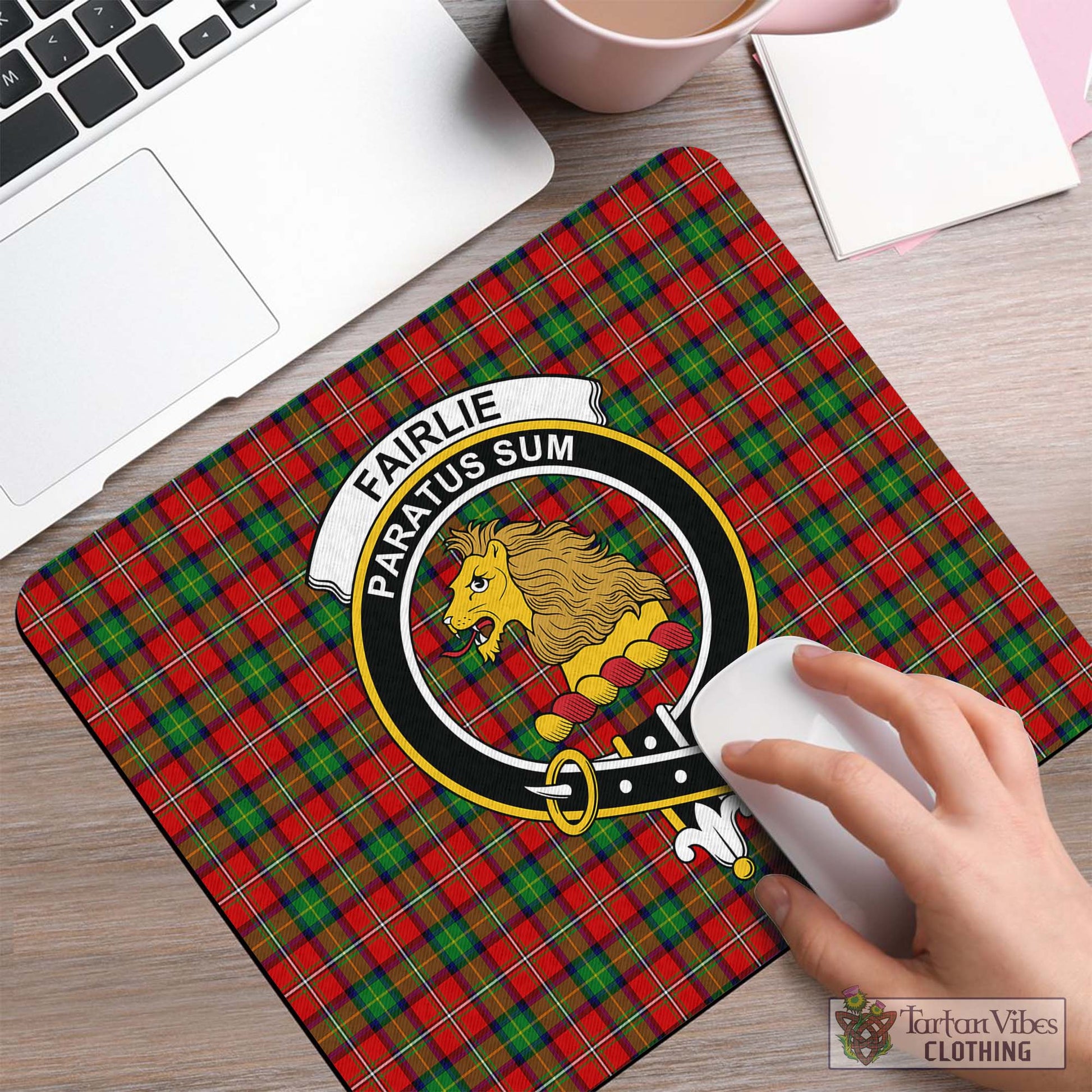 Tartan Vibes Clothing Fairlie Modern Tartan Mouse Pad with Family Crest