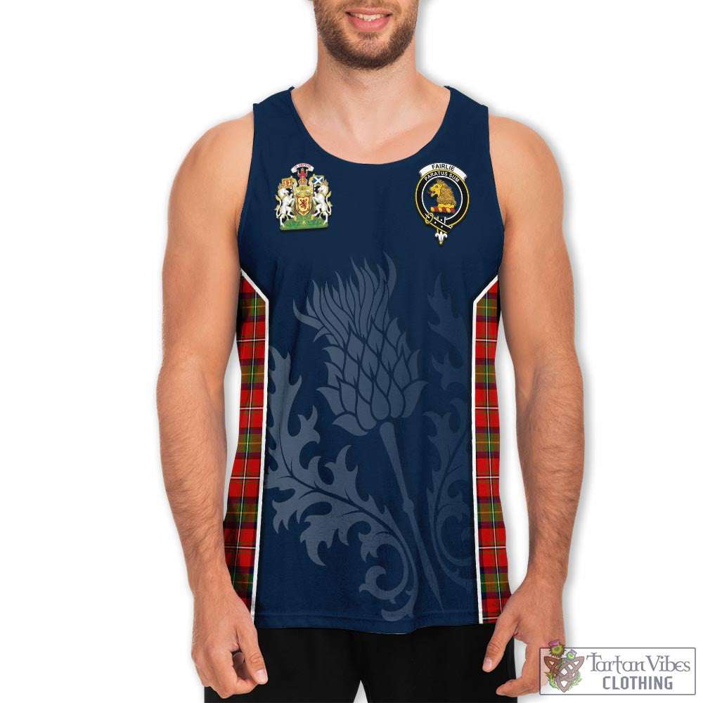 Tartan Vibes Clothing Fairlie Modern Tartan Men's Tanks Top with Family Crest and Scottish Thistle Vibes Sport Style