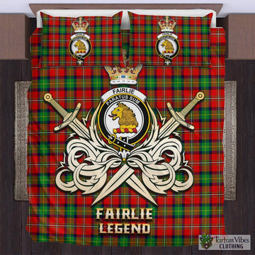 Fairlie Modern Tartan Bedding Set with Clan Crest and the Golden Sword of Courageous Legacy