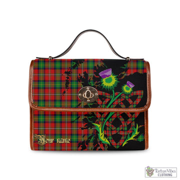 Fairlie Modern Tartan Waterproof Canvas Bag with Scotland Map and Thistle Celtic Accents