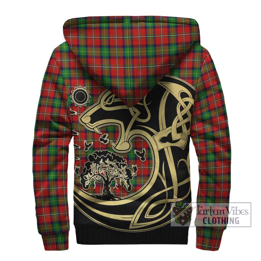 Fairlie Tartan Sherpa Hoodie with Family Crest Celtic Wolf Style - Tartan Vibes Clothing