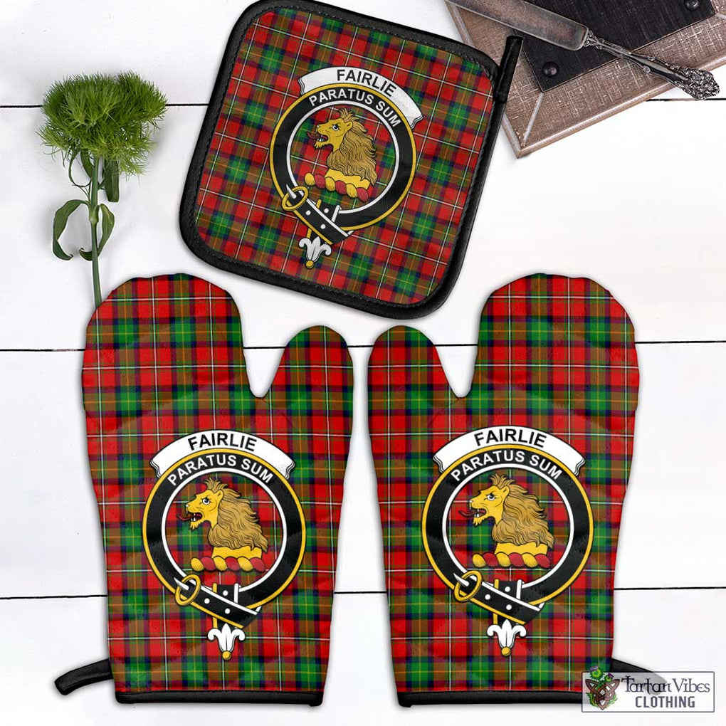 Fairlie Tartan Combo Oven Mitt & Pot-Holder with Family Crest Combo 1 Oven Mitt & 1 Pot-Holder Black - Tartan Vibes Clothing
