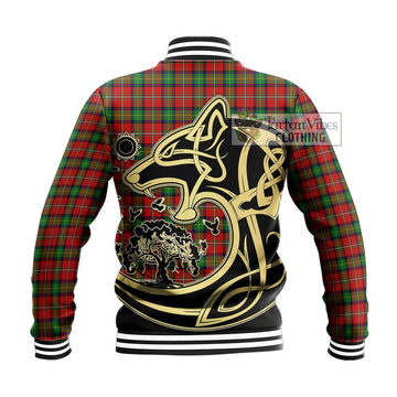 Fairlie Tartan Baseball Jacket with Family Crest Celtic Wolf Style - Tartan Vibes Clothing