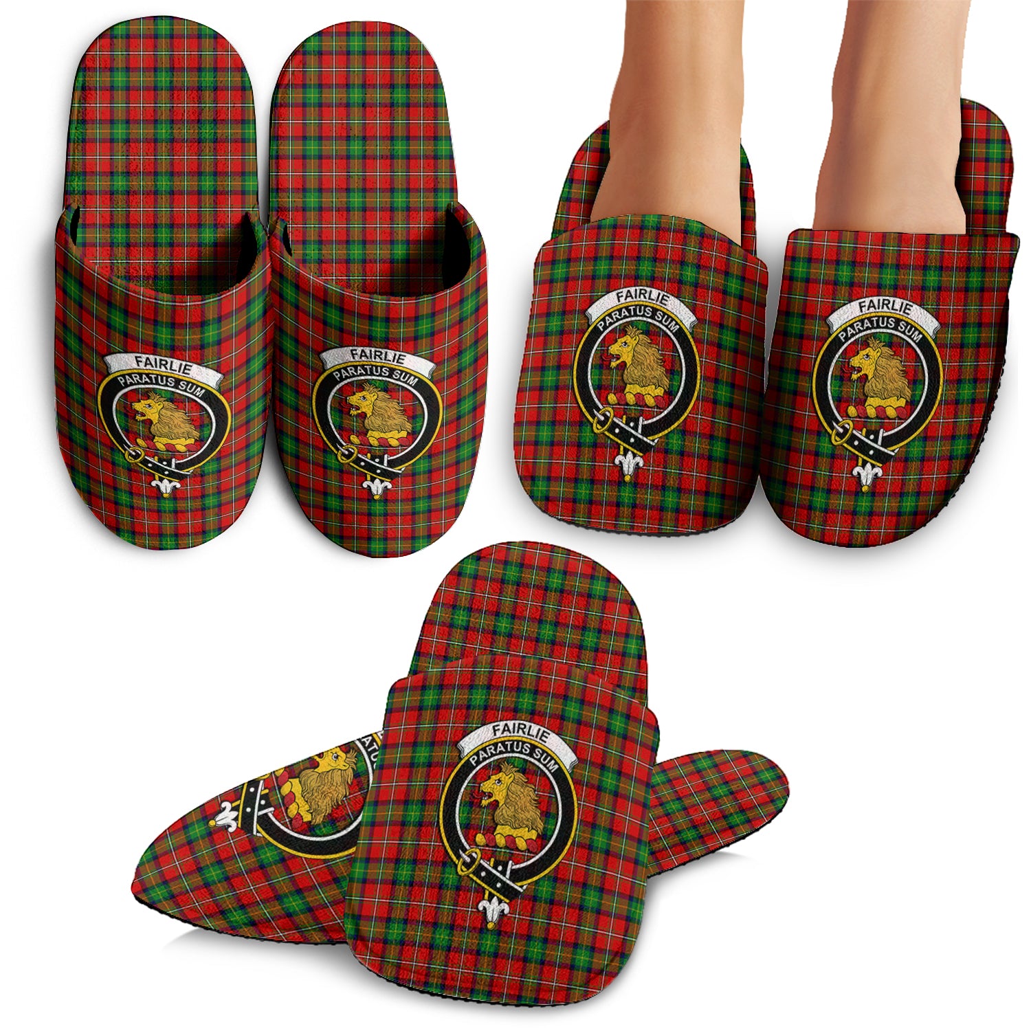 Fairlie Modern Tartan Home Slippers with Family Crest - Tartanvibesclothing