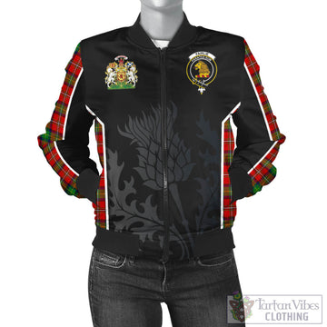 Fairlie Modern Tartan Bomber Jacket with Family Crest and Scottish Thistle Vibes Sport Style