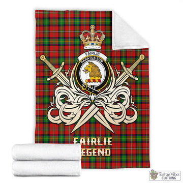 Fairlie Tartan Blanket with Clan Crest and the Golden Sword of Courageous Legacy